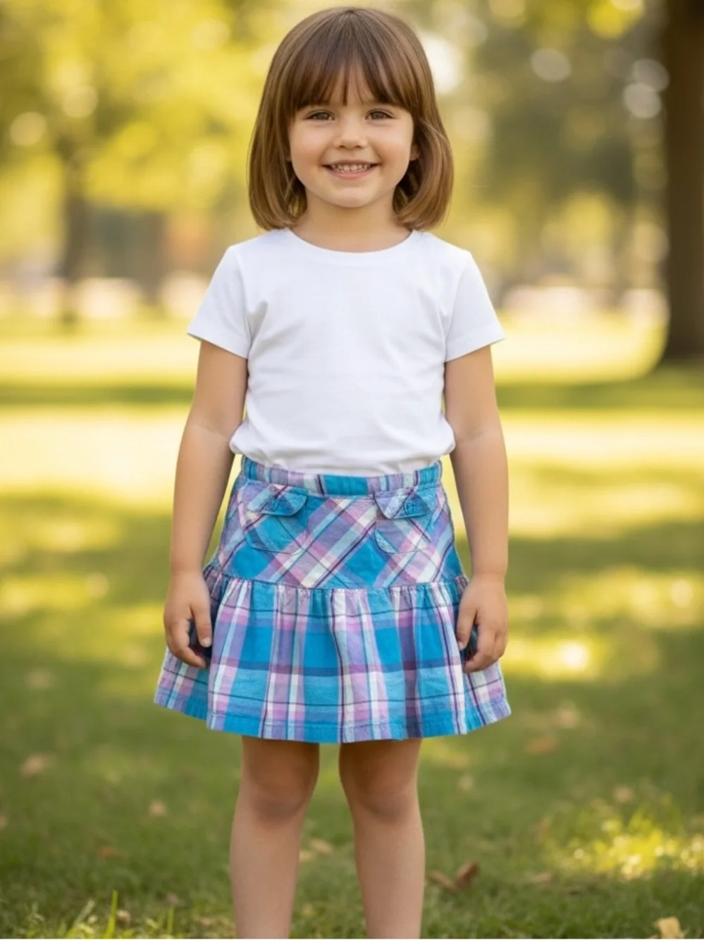 Faded Glory Plaid Tiered Skort in Blue and Purple size 4T